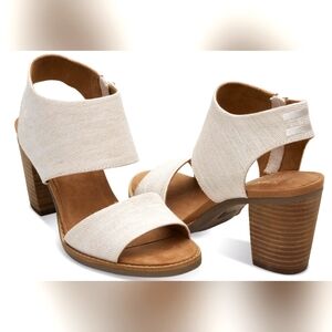 NWT TOMS Majorca Cutout Natural Heeled Sandal, Color: Natural, Womens Size 8.5